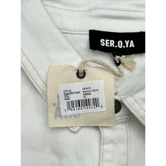 SER.O.YA Womens XL Arizona White Marcus Button Front Denim Shirt Shacket NWT - Picture 5 of 10